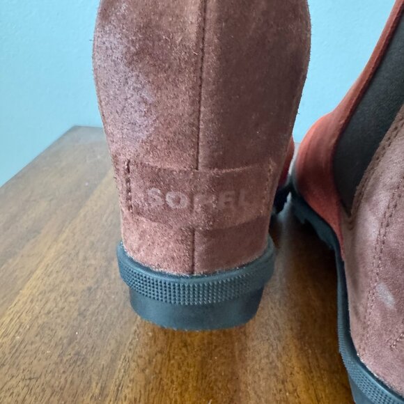 Sorel Joan Of Arctic Chelsea Wedge in Carnelian Red Brown Suede - Picture 9 of 11